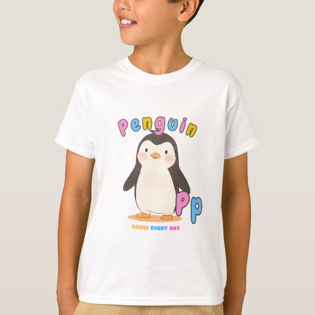 Camiseta “P is for Penguin” Alphabet Tee – Grow Every Day (Anverso)