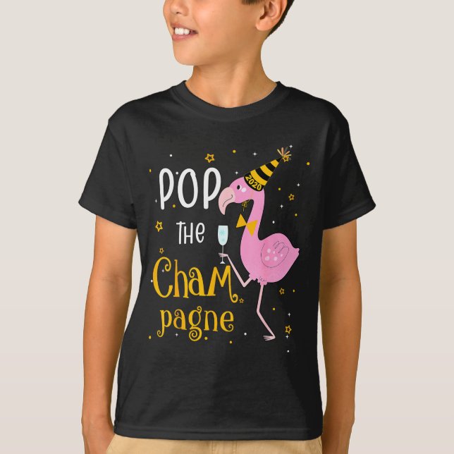 Camiseta P The Champagne It's New Year! Funny Flamingo Drin (Anverso)