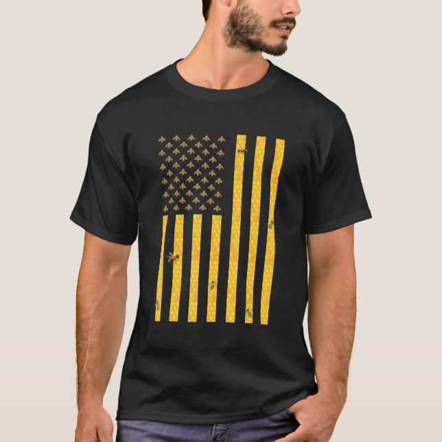 Camiseta Pabellón americano Honeycomb Abeja apicultura (Anverso)