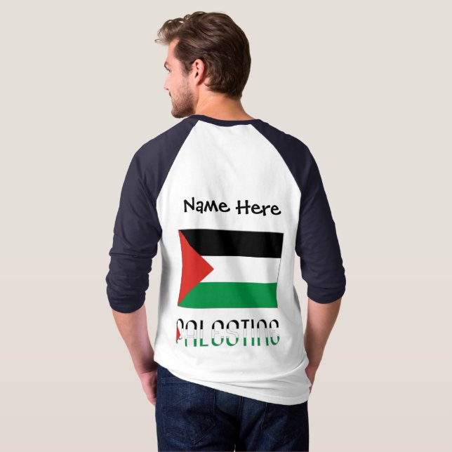Camiseta Pabellón palestino Personalización negra (Reverso completo)