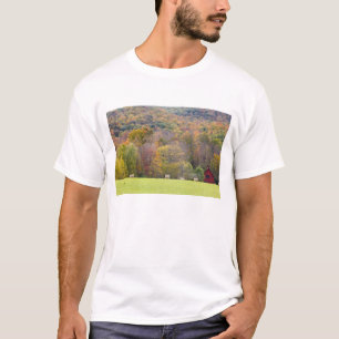 Camiseta Pacas de heno y follaje de otoño, en una granja en
