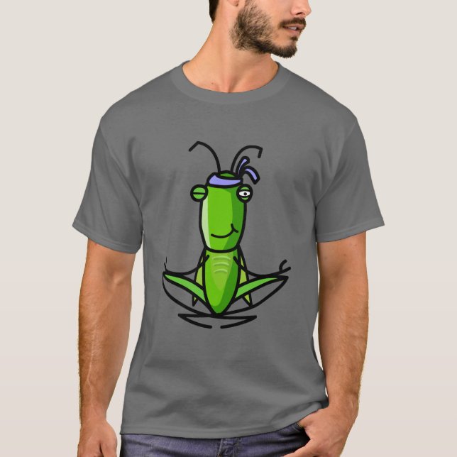 Camiseta Paciencia, saltamontes T oscuro Meditating (Anverso)