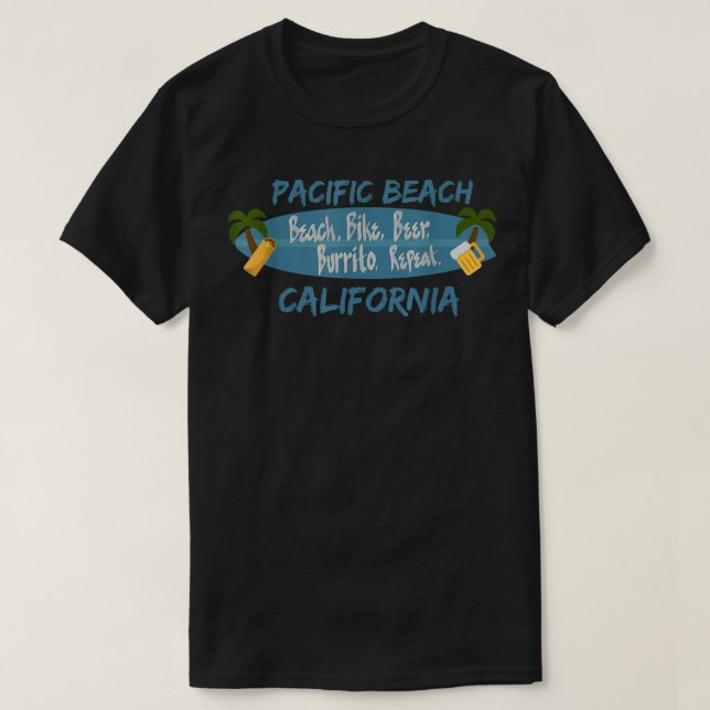 Camiseta Pacific Beach San Diego California Surf 92109 PB (Diseño del anverso)