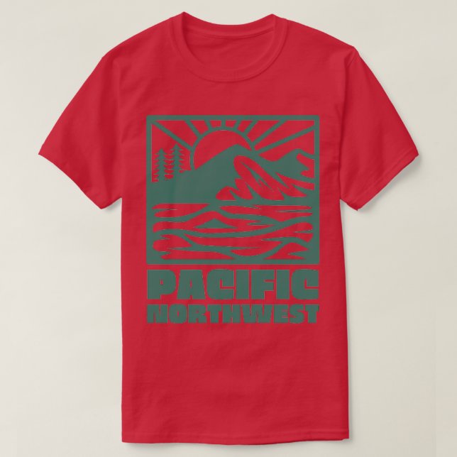 Camiseta Pacific Northwest Square Mountain Sunrise Green TS (Diseño del anverso)
