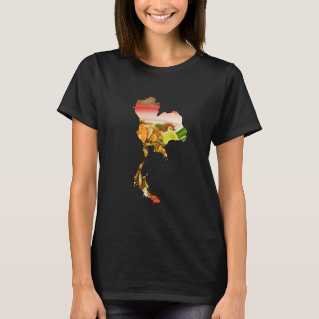 Camiseta Pad Thai de camarones con forma de Tailandia (Anverso)
