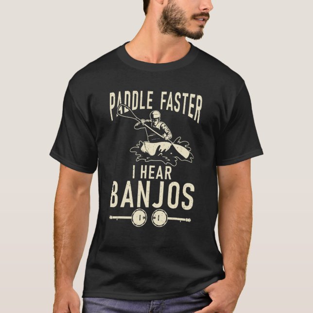 Camiseta Paddle más rápido escucho a Banjos Funny Paddler K (Anverso)