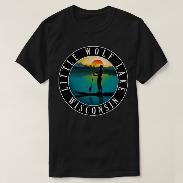 Camiseta Paddleboarding en el Lago Little Wolf Wisconsin (Diseño del anverso)