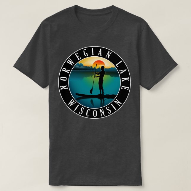 Camiseta Paddleboarding en el lago noruego Wisconsin (Diseño del anverso)