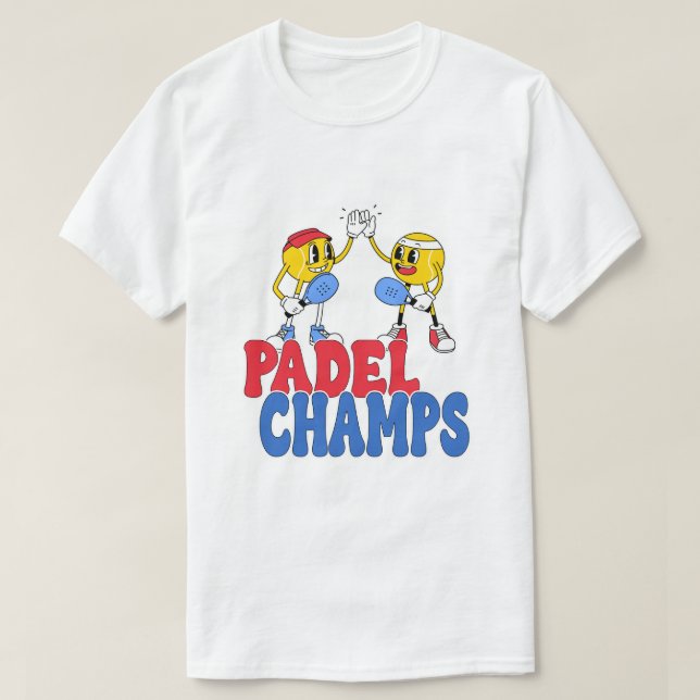 Camiseta Padel Champs | Retro Cartoon Sports High 5 T-Shirt (Diseño del anverso)
