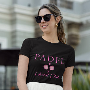 Camiseta Padel Mujer-Social Club Negro y Rosa
