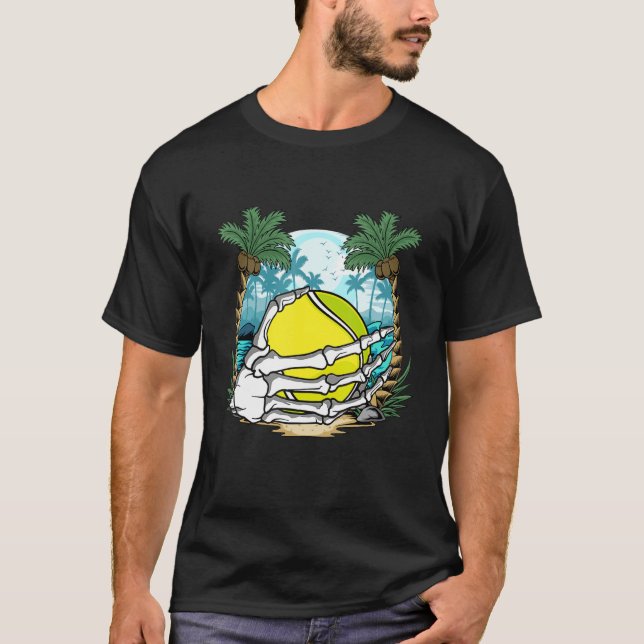Camiseta Padel Tennis Ball Goth Skeleton Hand Halloween Pal (Anverso)