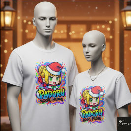 Camiseta Padoru Chibi Santa Anime Mancha de Pintura