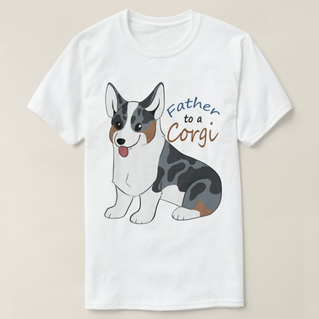 Camiseta Padre a un Corgi azul del merle (Diseño del anverso)