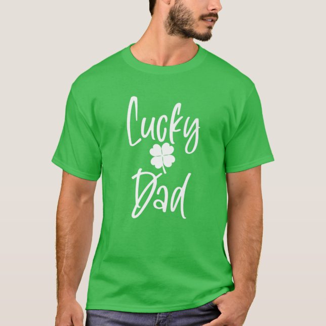 Camiseta Padre afortunado del Día de San Patricio Shamrock (Anverso)