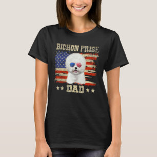 Camiseta Padre Bichon Frisé Merica Bandera Americana Perro 