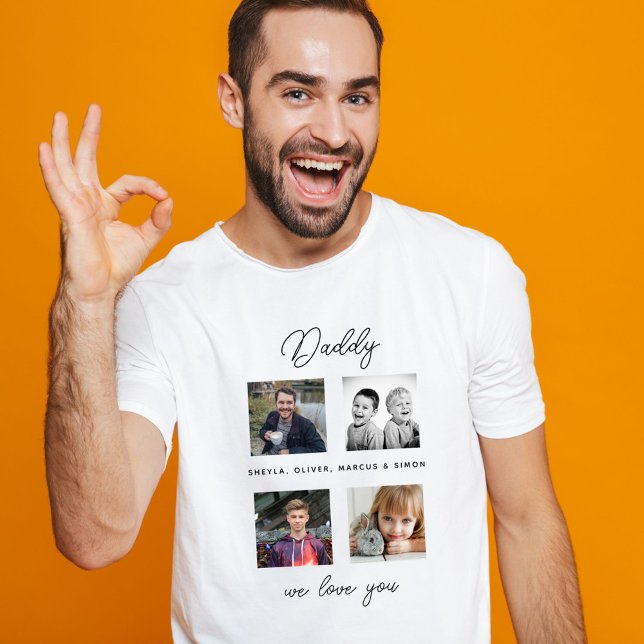 Camiseta Padre con hijos Papi de la familia 4 Collage de fo (Subido por el creador)