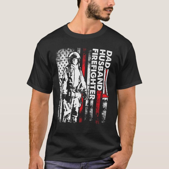 Camiseta Padre de bombero con bandera de bombero de papá ma (Anverso)