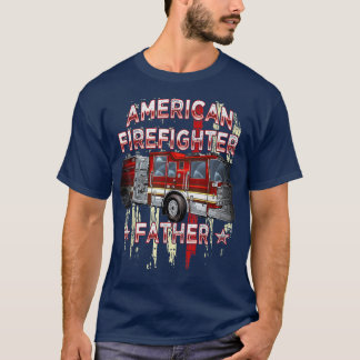 Camiseta Padre de bombero de bandera estadounidense por árb