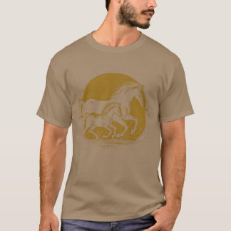 Camiseta Padre de caballo e hijo corriendo retro