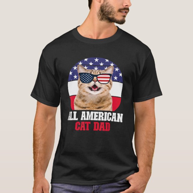 Camiseta Padre de gato totalmente americano (Anverso)