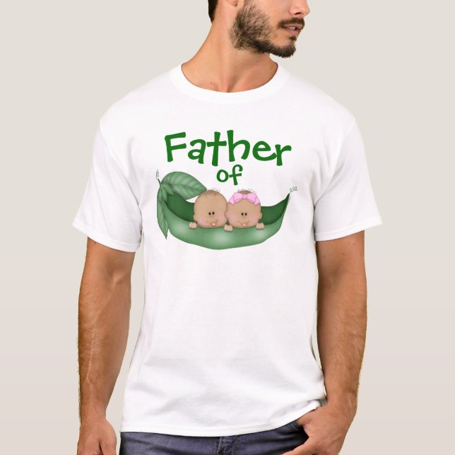 Camiseta Padre de gemelos mixtos (piel oscura) (Anverso)