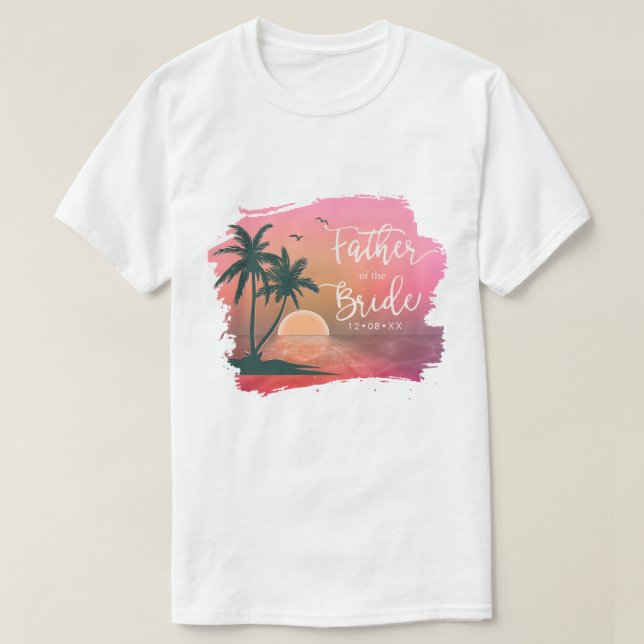 Camiseta Padre de la Isla Tropical de la Novia Rosa ID581 (Diseño del anverso)