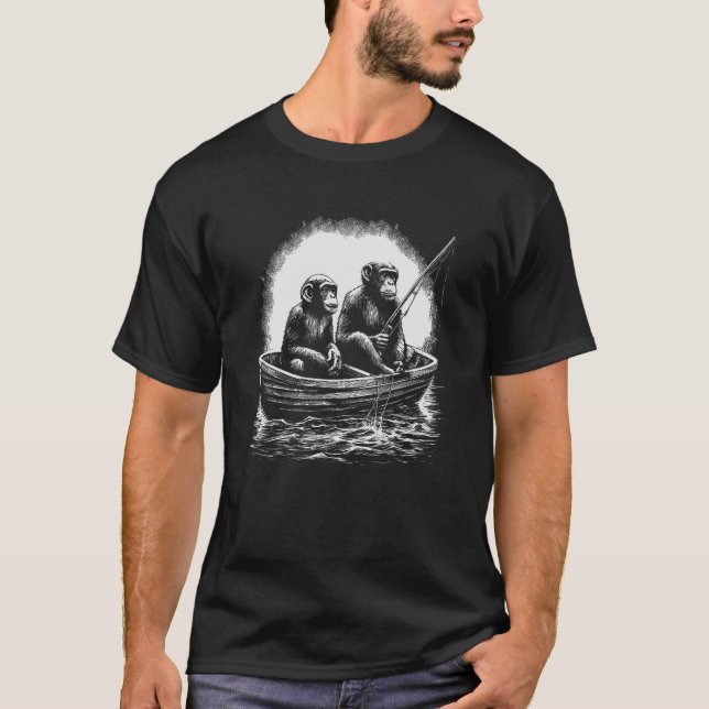 Camiseta Padre de los monos e hijo pescando juntos (Anverso)
