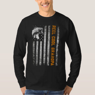 Camiseta Padre de pesca con bandera de época del abuelo de