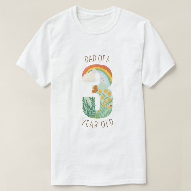 Camiseta Padre de un amante de la naturaleza de tres años (Diseño del anverso)
