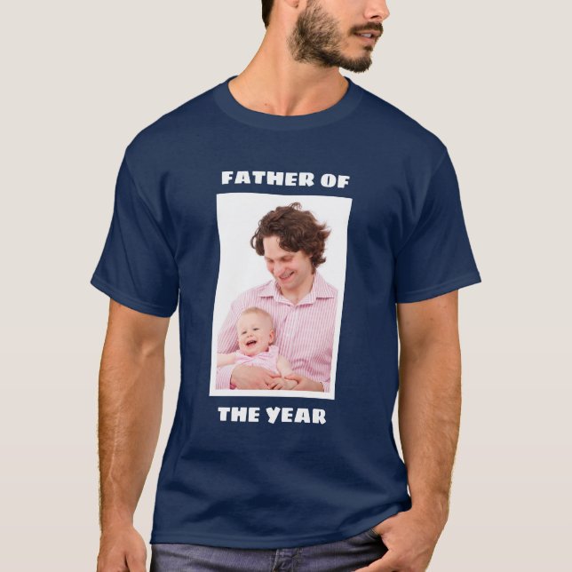 Camiseta Padre Del Año Personalizado Personalizado Foto Pap (Anverso)