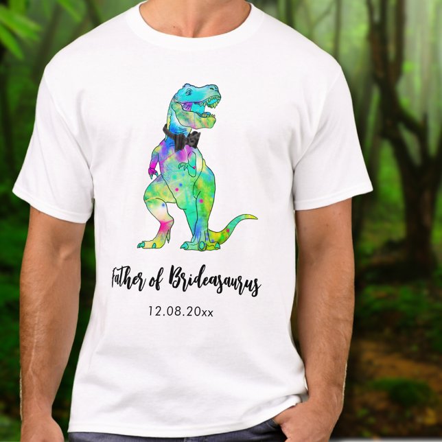 Camiseta Padre del Boda de Brideasaurus Dinosaur (Colorful T-Rex father of Brideasaurus dinosaur wedding t-shirt )