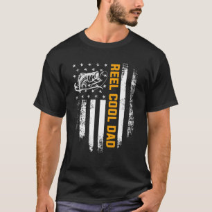Camiseta Padre Día Bandera de Estados Unidos Gracioso Reel 