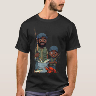 Camiseta Padre e hijo afroamericanos pescando