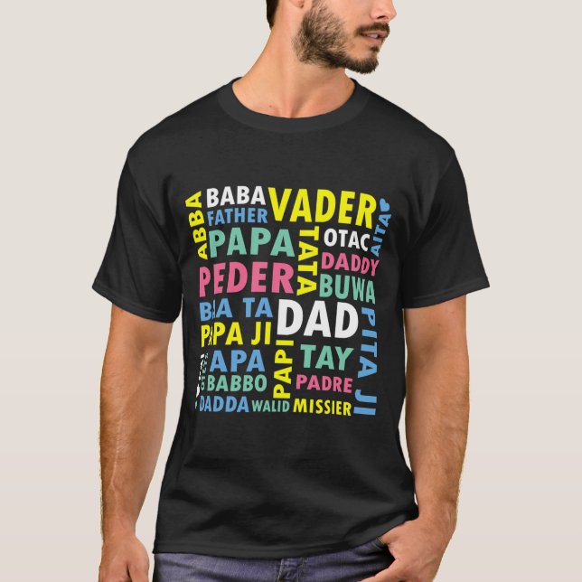 Camiseta Padre en diferentes idiomas regalo para papá (Anverso)