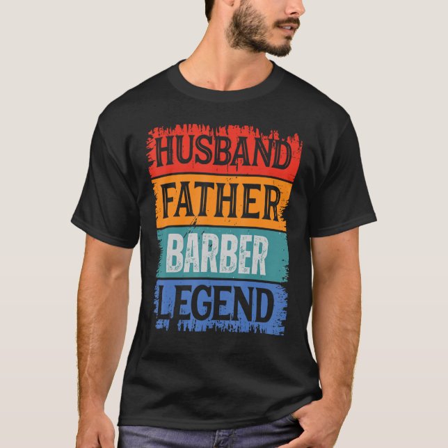 Camiseta Padre Esposo BARBER Leyenda Papá Retro (Anverso)