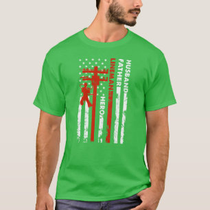 Camiseta Padre esposo Lineman Héroe regalo para Cabl Eléctr