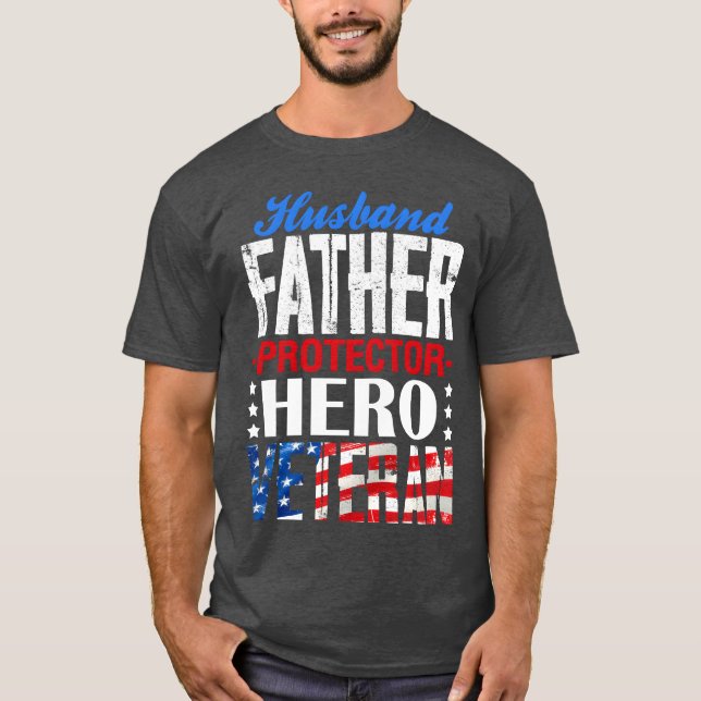 Camiseta Padre esposo protector héroe padre veterano Día de (Anverso)