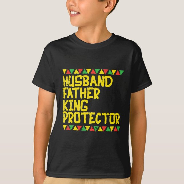 Camiseta Padre esposo Rey Protector Kente Negro Africano (Anverso)