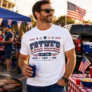 Camiseta Padre Est 2026 Bandera Patriótica USA Nombre Niño