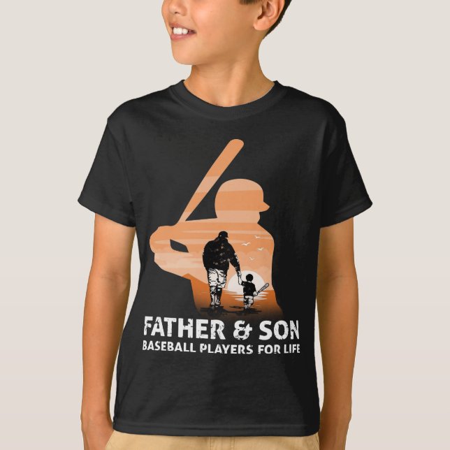 Camiseta Padre Ft Hijo Jugando Béisbol Juntos Regalo (Anverso)