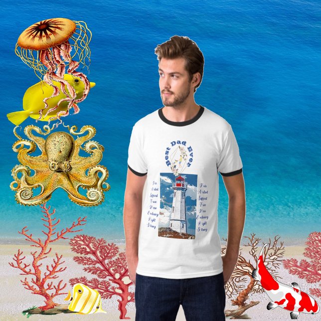 Camiseta Padre Hija Faro De Bond Mejor Padre Que Azul (Father Daughter Bond Lighthouse Best Dad Ever Blue T-Shirt)