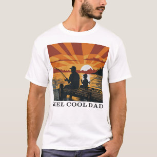 Camiseta Padre Hijo Pesca Atardecer Papá Genial