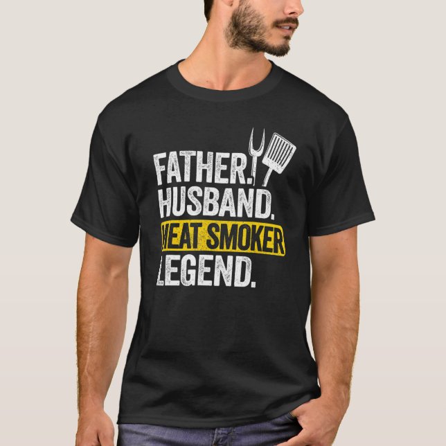 Camiseta Padre Hombres Marido Humo Leyenda Fumadora Grillin (Anverso)