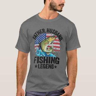Camiseta Padre Hombres Marido Leyenda de Pesca Bandera Amer