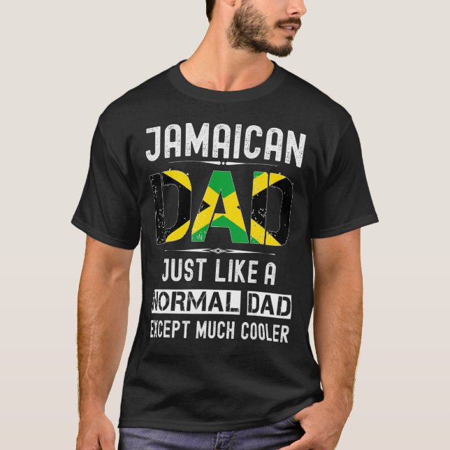 Camiseta Padre Jamaiquino Día Día Hombres Bandera de Jamaic (Anverso)