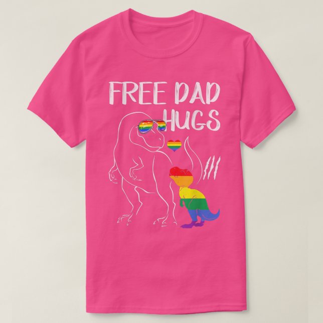Camiseta Padre Libre abraza Orgullo LGBT Papá Dinosaurio T  (Diseño del anverso)