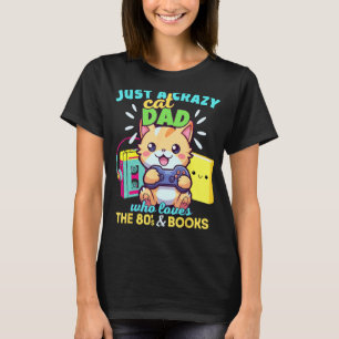 Camiseta Padre Loco de Gatos que Ama Libros de Juegos y los