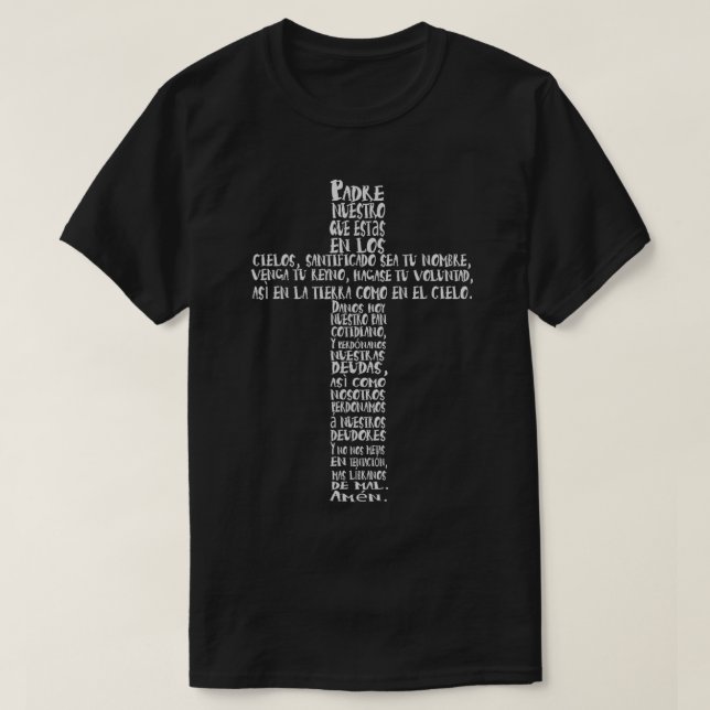 Camiseta PADRE NUESTRO PADRE NUESTRO Español Oración Padre (Diseño del anverso)