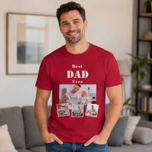Camiseta Padre papá mejor collage de fotos rojo