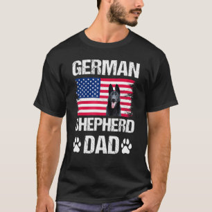 Camiseta Padre Pastor Alemán Con Bandera Estadounidense